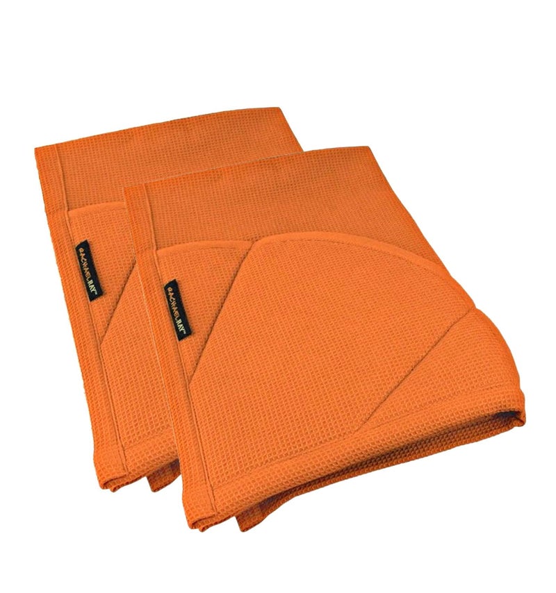 Rachael Ray Kitchen Towel, Oven Glove Moppine - 2-in-1 Ultra Absorbent Kitchen Towels with Heat Resistant Padded Pockets Like Pot Holders and Oven Mitts to Handle Hot Cookware - Burnt Orange, 2 Pack - Image 1